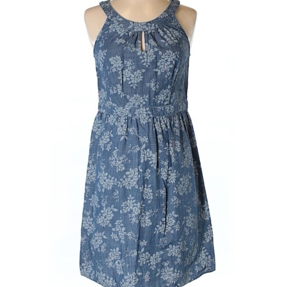 Ann Taylor Loft chambray floral denim dress - Picture 1 of 3